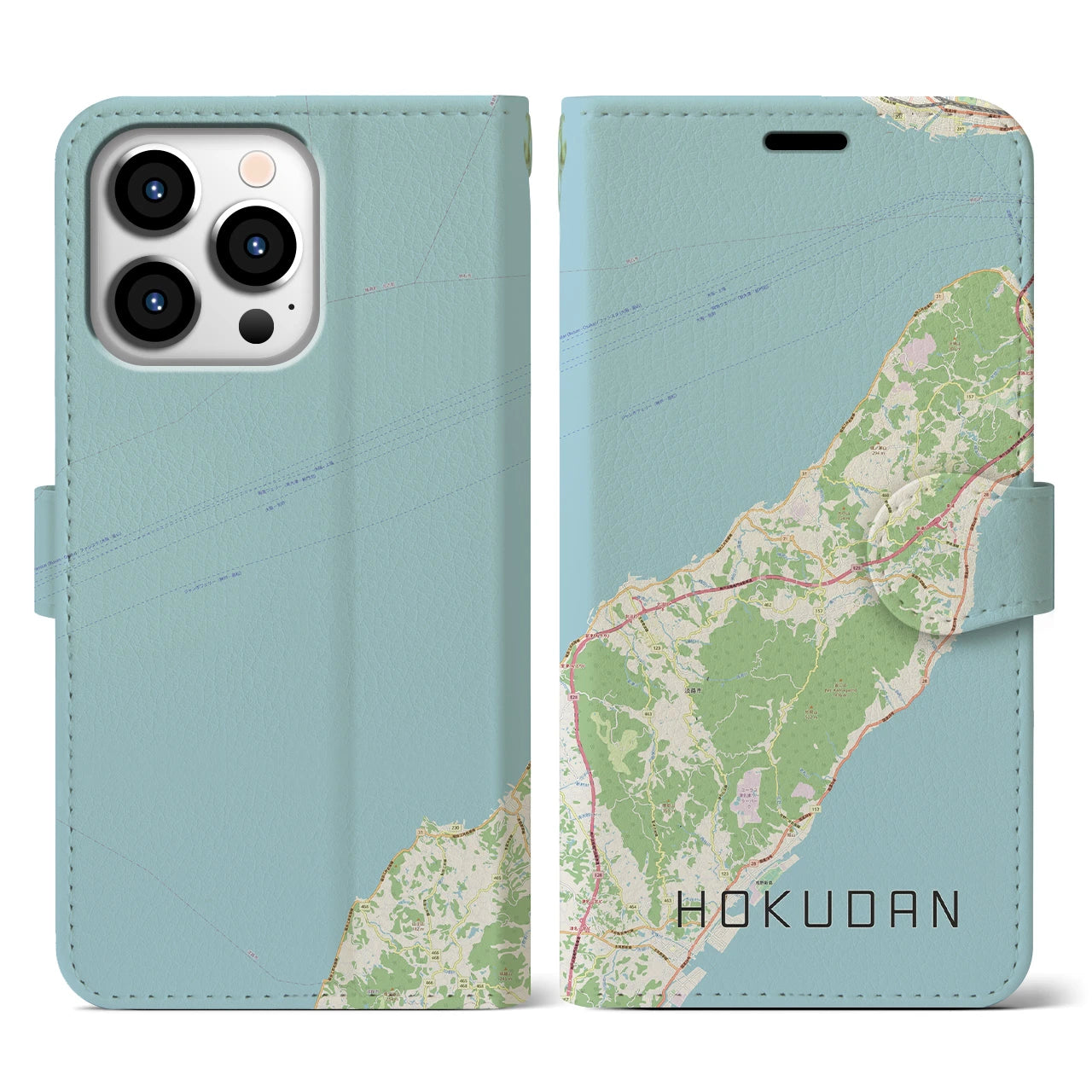 【北淡（兵庫県）】地図柄iPhoneケース（手帳タイプ）ナチュラル・iPhone 13 Pro 用