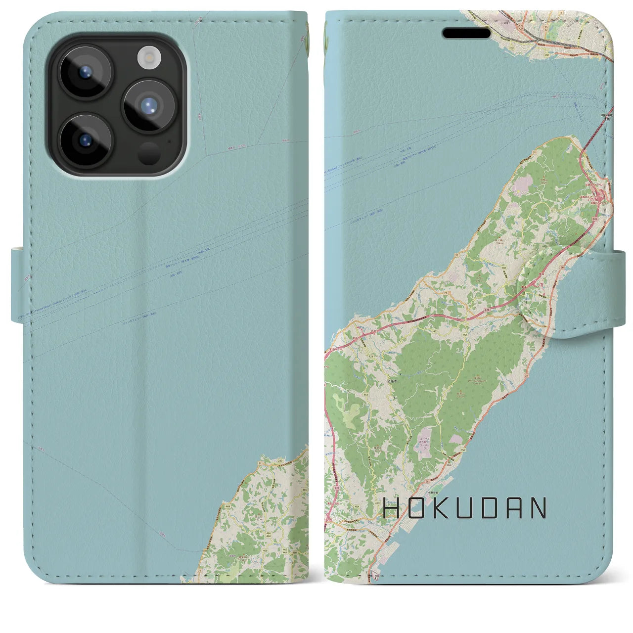 【北淡（兵庫県）】地図柄iPhoneケース（手帳タイプ）ナチュラル・iPhone 15 Pro Max 用