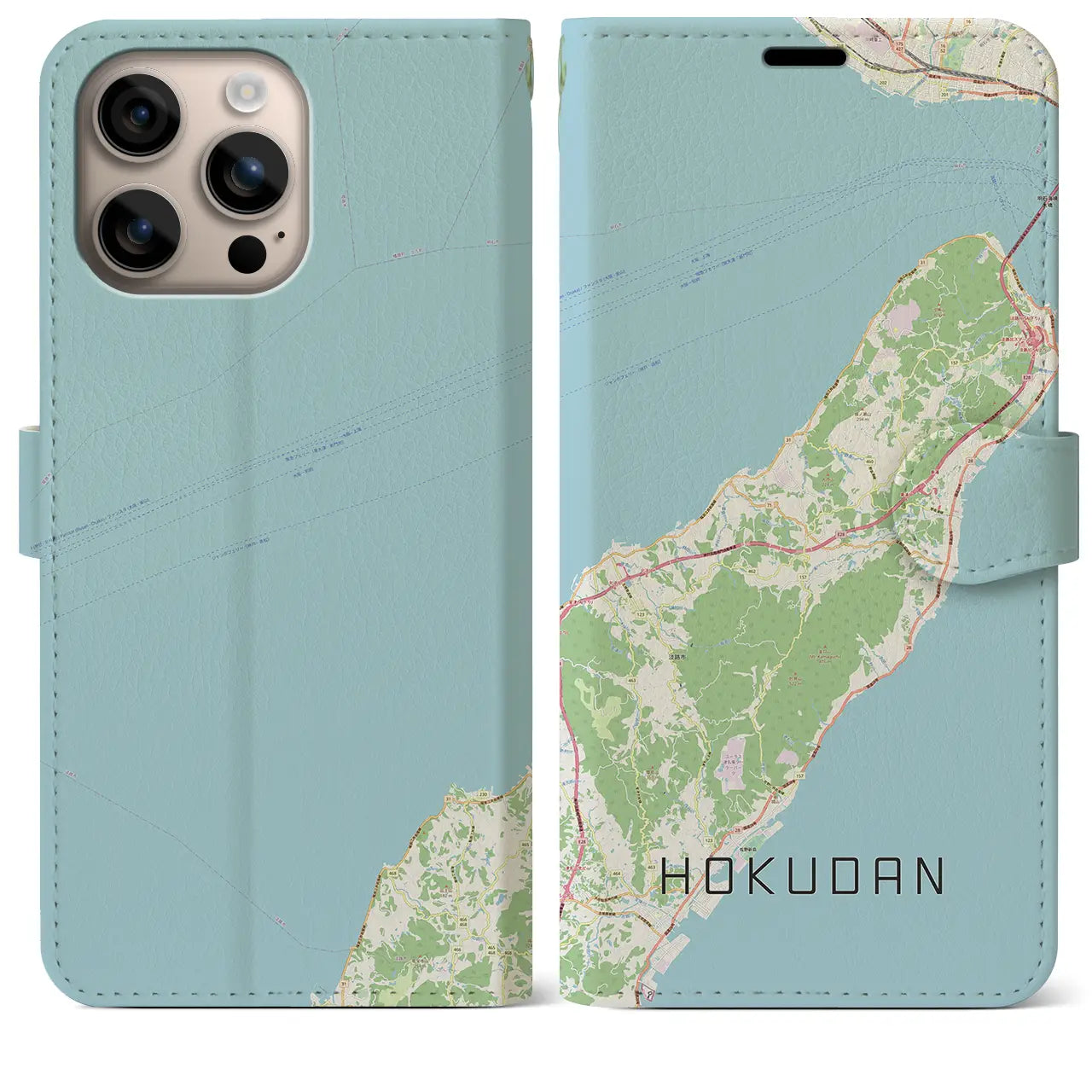 【北淡（兵庫県）】地図柄iPhoneケース（手帳タイプ）ナチュラル・iPhone 16 Plus 用