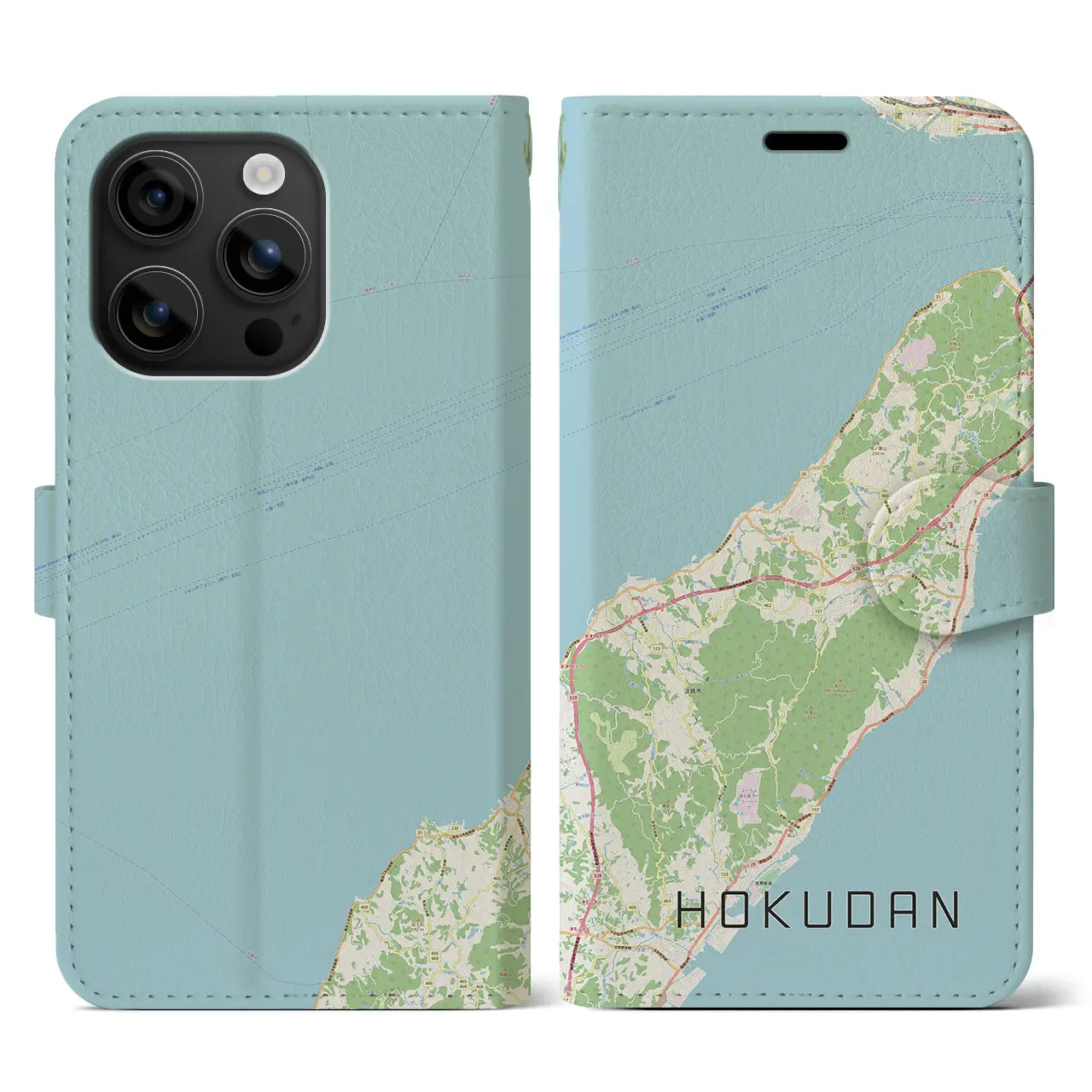 【北淡（兵庫県）】地図柄iPhoneケース（手帳タイプ）ナチュラル・iPhone 16 用