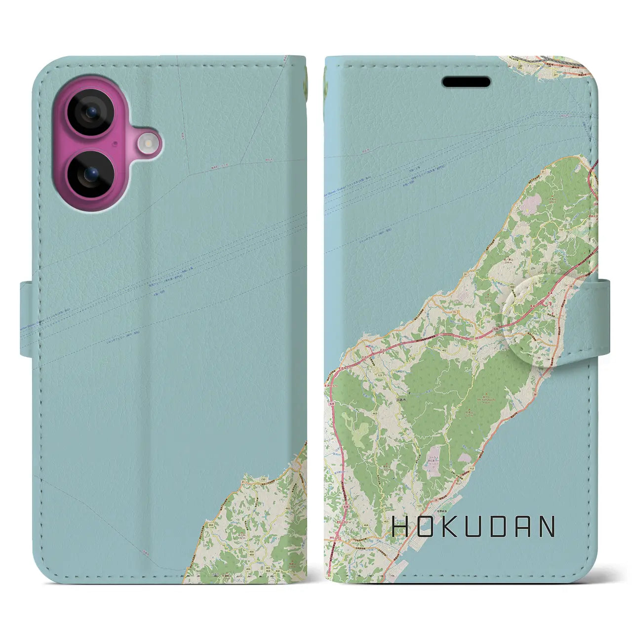 【北淡（兵庫県）】地図柄iPhoneケース（手帳タイプ）ナチュラル・iPhone 16 Pro 用