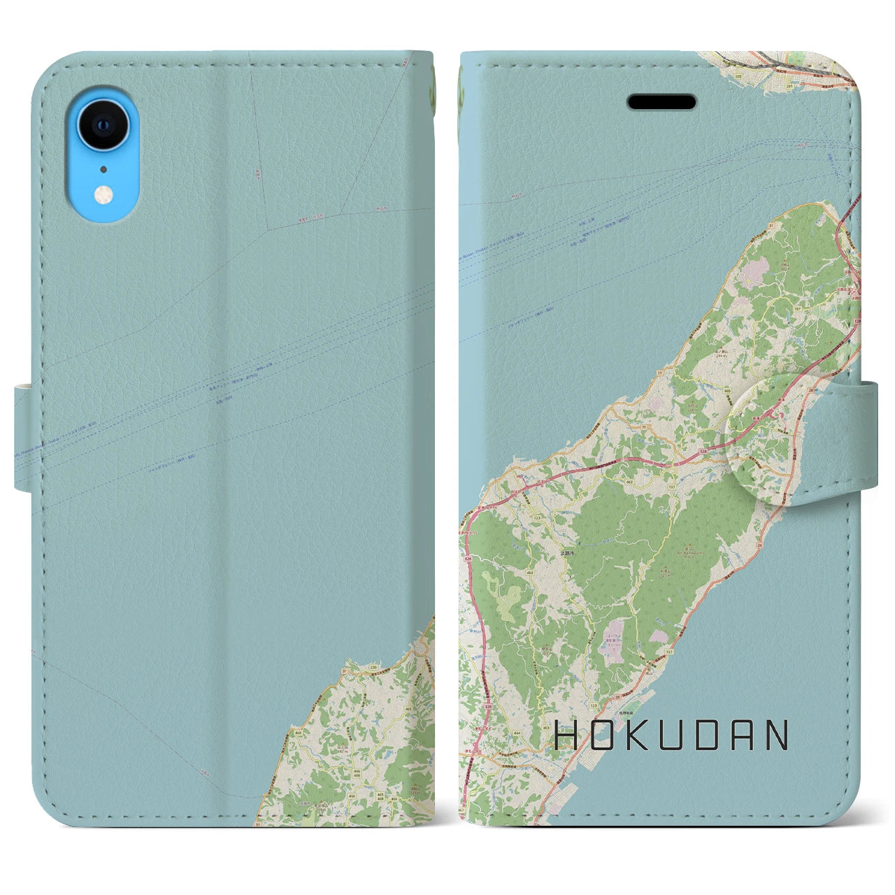 【北淡（兵庫県）】地図柄iPhoneケース（手帳タイプ）ナチュラル・iPhone XR 用