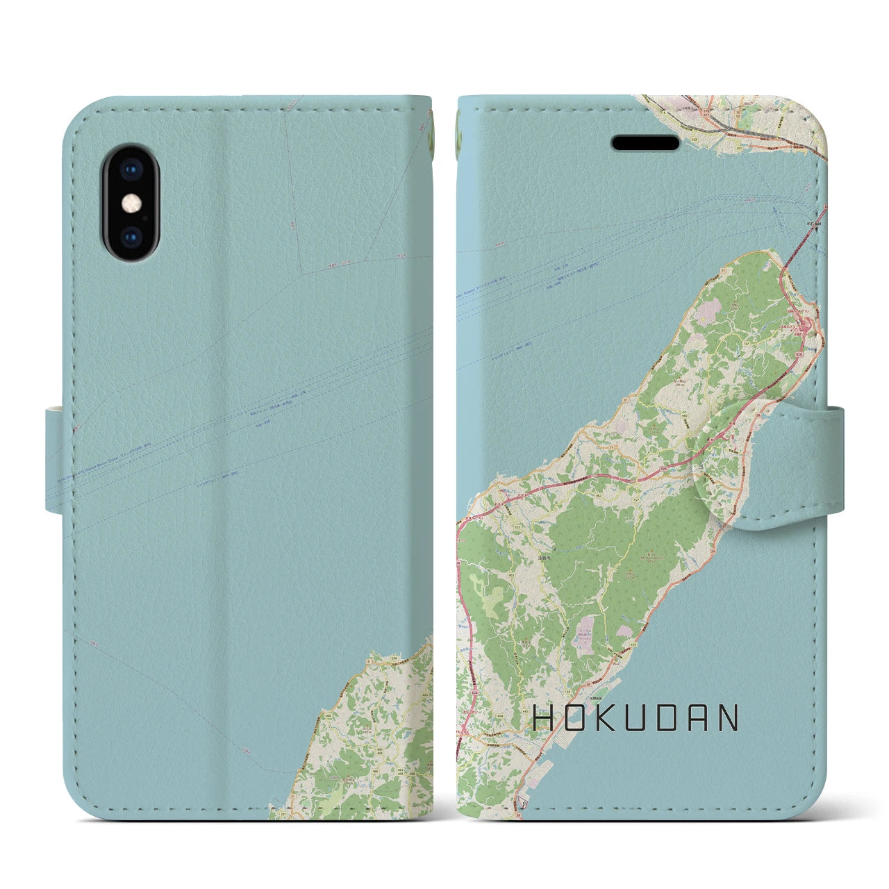 【北淡（兵庫県）】地図柄iPhoneケース（手帳タイプ）ナチュラル・iPhone XS / X 用