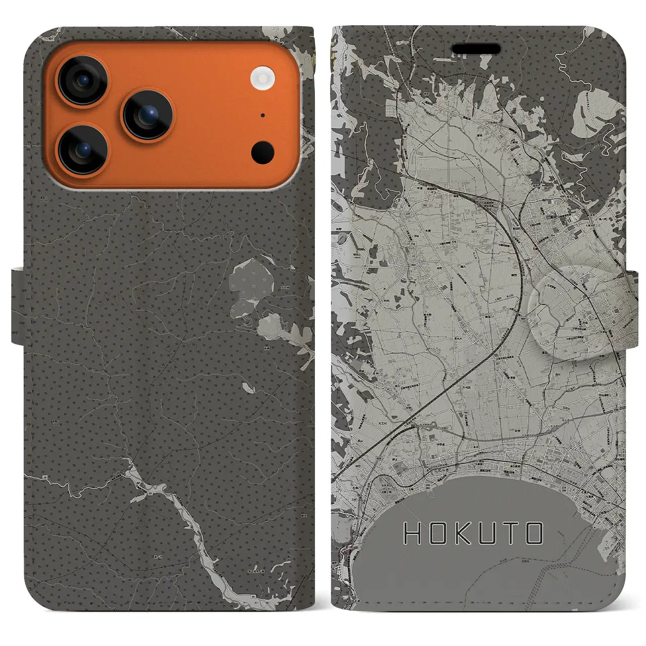 【北斗（北海道）】地図柄iPhoneケース（手帳タイプ）