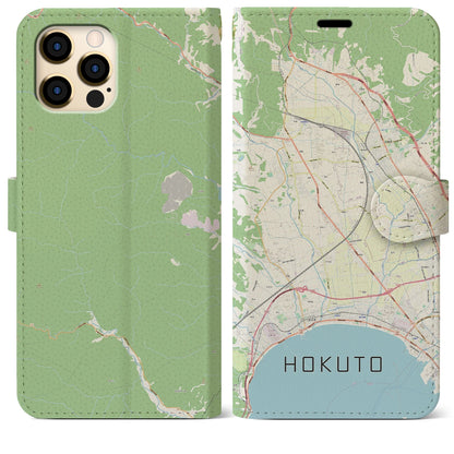 【北斗（北海道）】地図柄iPhoneケース（手帳タイプ）ナチュラル・iPhone 12 Pro Max 用