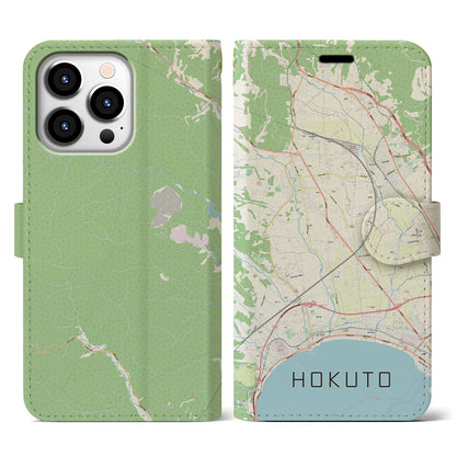 【北斗（北海道）】地図柄iPhoneケース（手帳タイプ）ナチュラル・iPhone 13 Pro 用