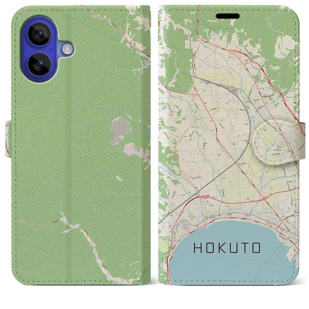 【北斗（北海道）】地図柄iPhoneケース（手帳タイプ）ナチュラル・iPhone 16 Pro Max 用