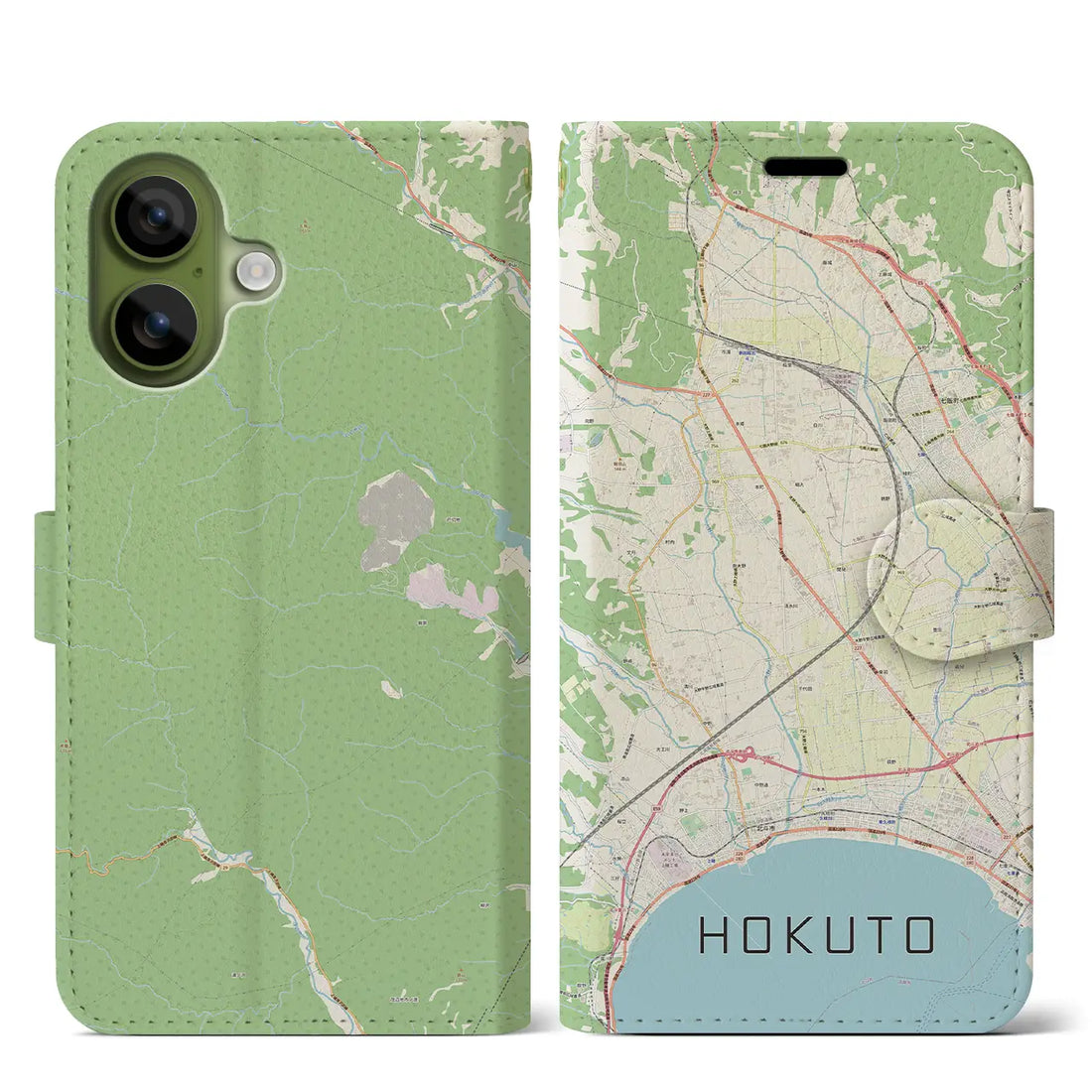 【北斗（北海道）】地図柄iPhoneケース（手帳タイプ）ナチュラル・iPhone 17 Pro Max 用