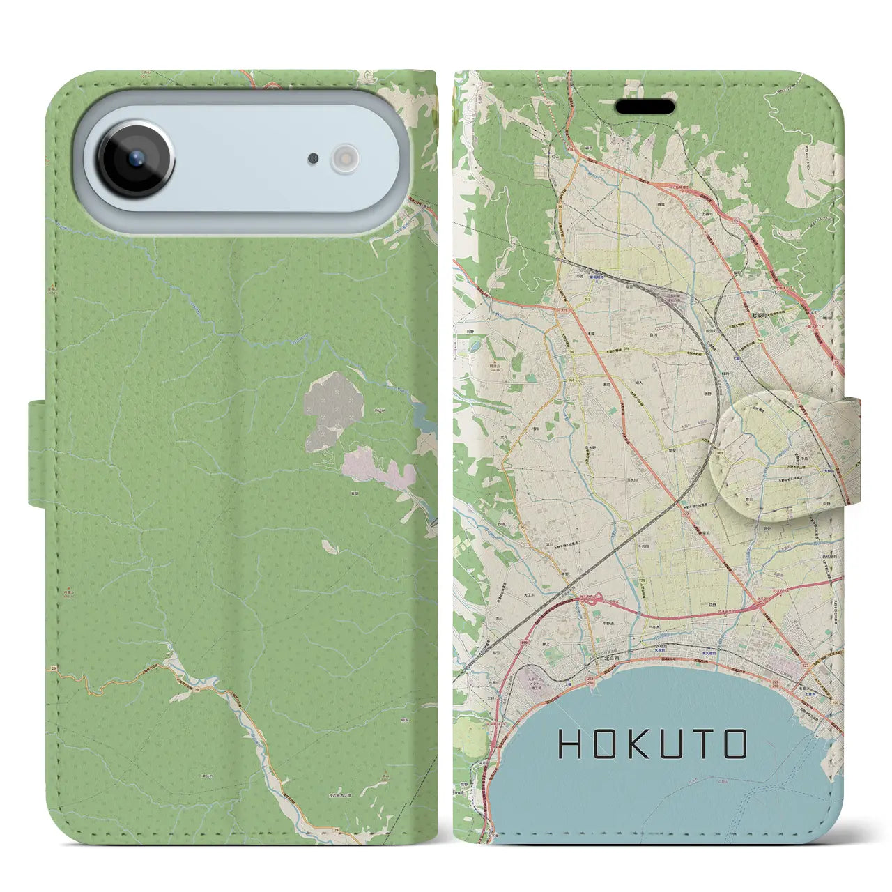 【北斗（北海道）】地図柄iPhoneケース（手帳タイプ）