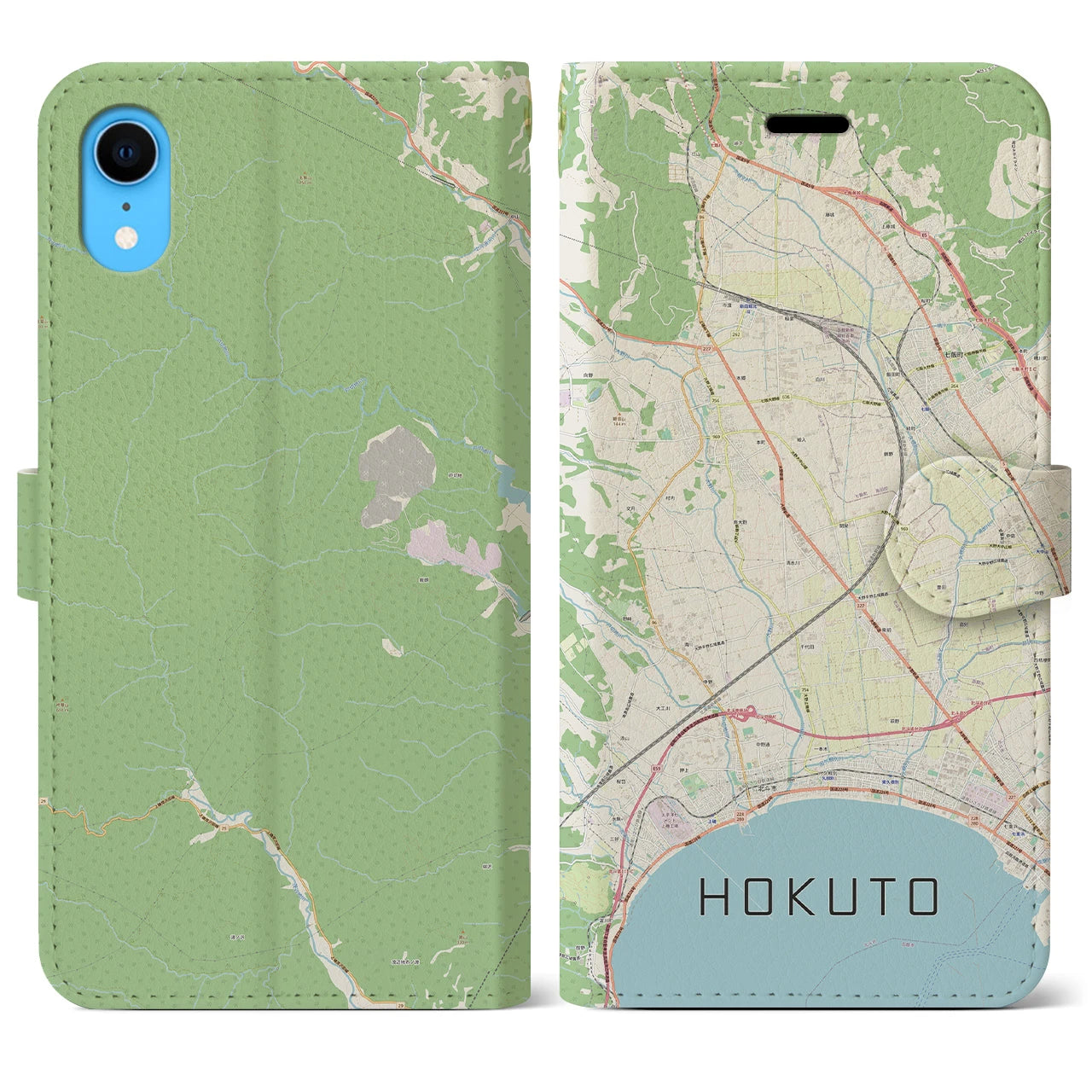 【北斗（北海道）】地図柄iPhoneケース（手帳タイプ）ナチュラル・iPhone XR 用