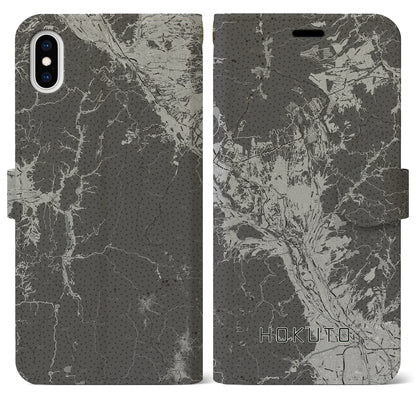 【北杜（山梨県）】地図柄iPhoneケース（手帳タイプ）モノトーン・iPhone XS Max 用