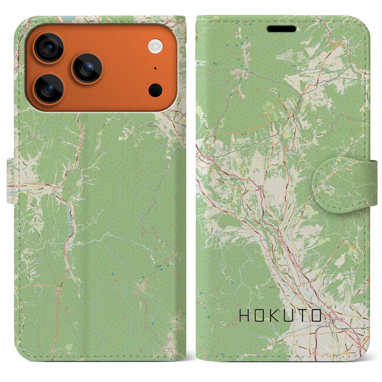 【北杜（山梨県）】地図柄iPhoneケース（手帳タイプ）