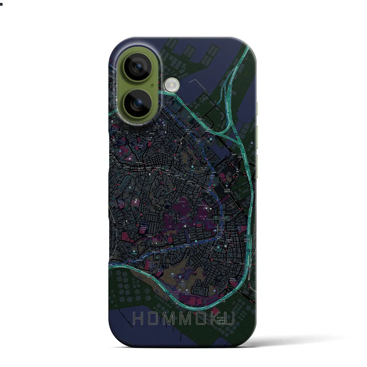 【本牧（神奈川県）】地図柄iPhoneケース（バックカバータイプ）