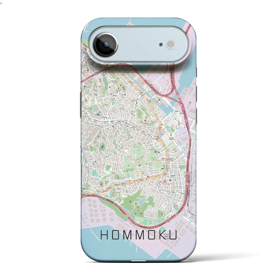 【本牧(神奈川県)】地図柄iPhoneケース(バックカバータイプ)ブラック・iPhone 17 Pro Max 用