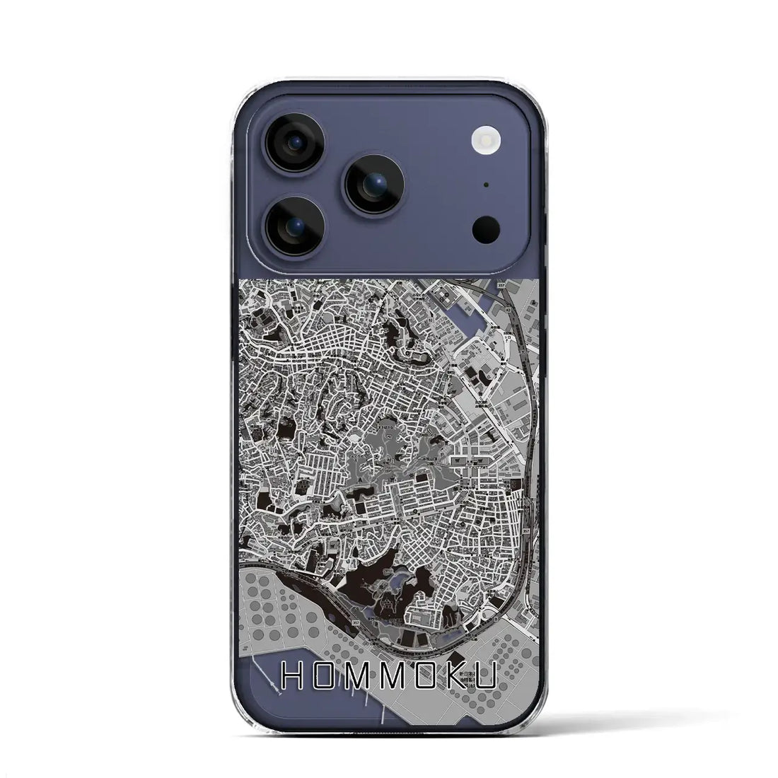 【本牧（神奈川県）】地図柄iPhoneケース（クリアタイプ）モノトーン・iPhone 17 Pro Max 用