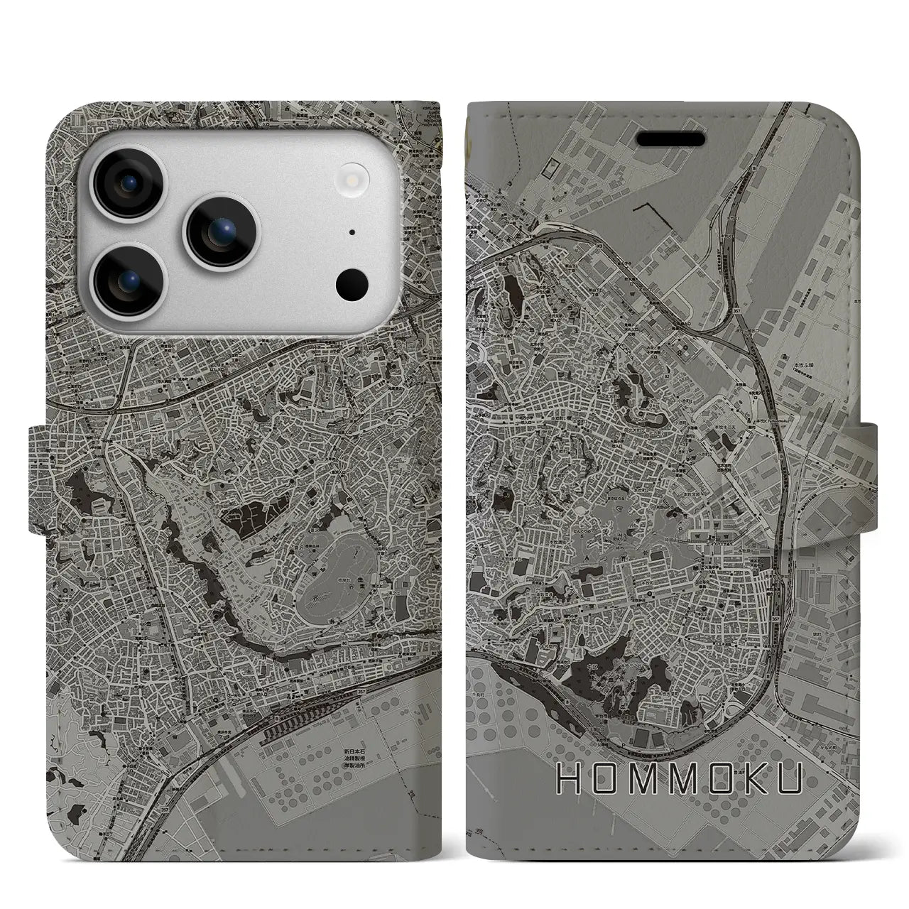 【本牧（神奈川県）】地図柄iPhoneケース（手帳タイプ）