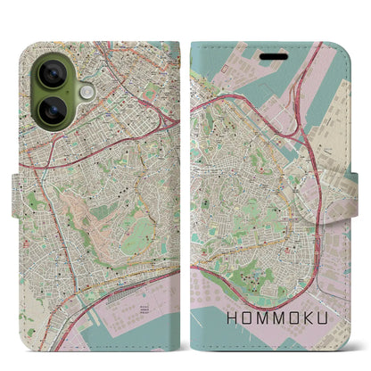 【本牧（神奈川県）】地図柄iPhoneケース（手帳タイプ）