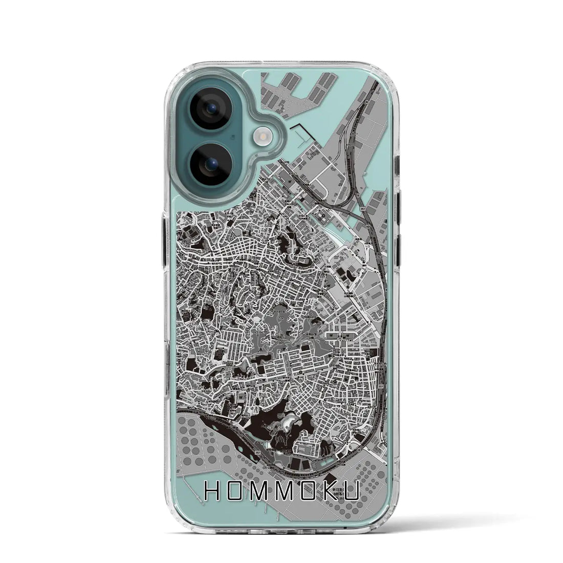 【本牧（神奈川県）】地図柄iPhoneケース（MagSafeタイプ）モノトーン・iPhone 16 Pro 用
