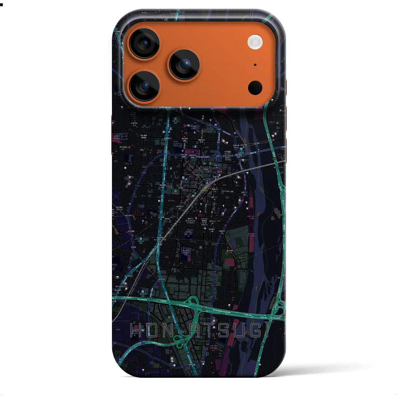 【本厚木（神奈川県）】地図柄iPhoneケース（バックカバータイプ）