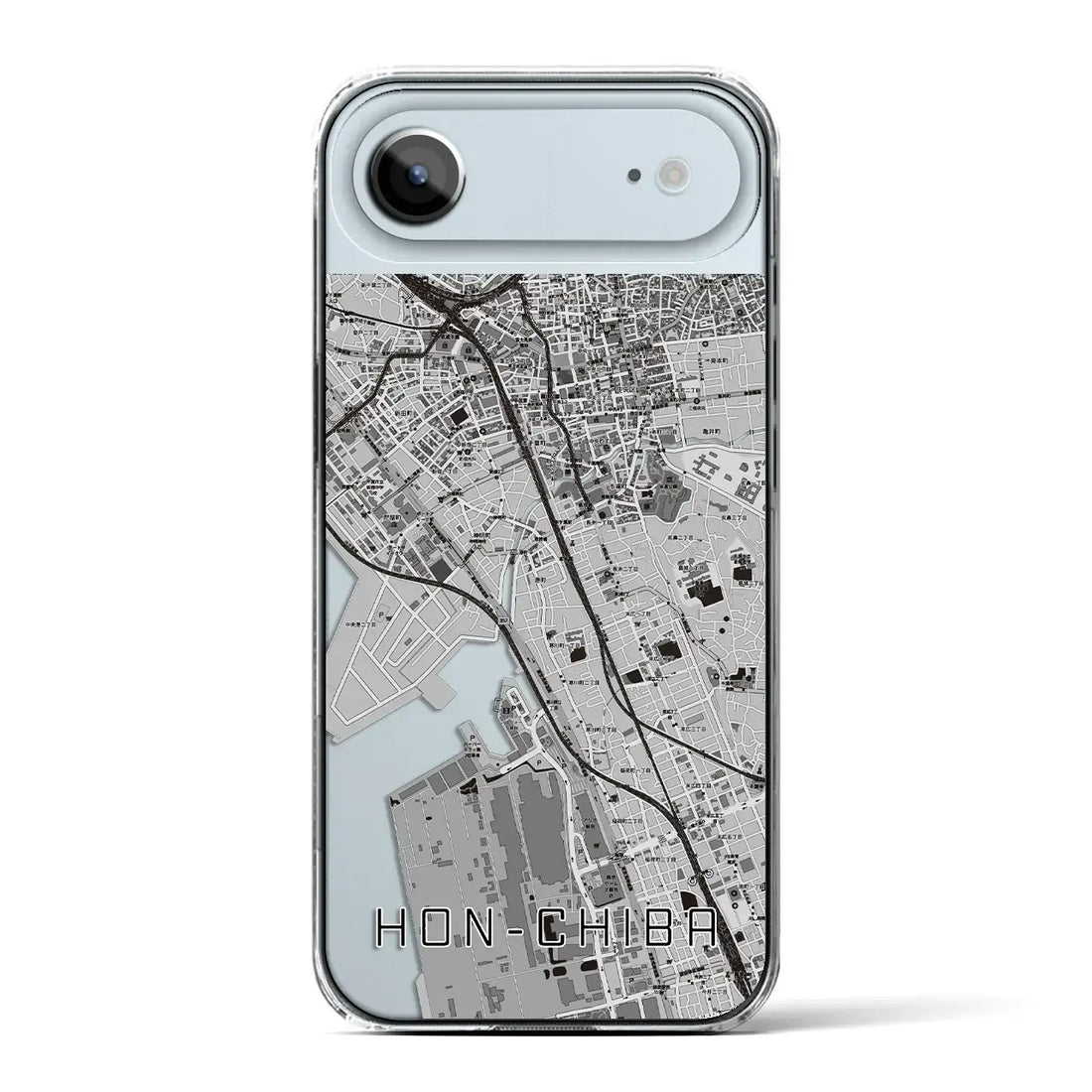 【本千葉(千葉県)】地図柄iPhoneケース(クリアタイプ)モノトーン・iPhone 17 Pro Max 用