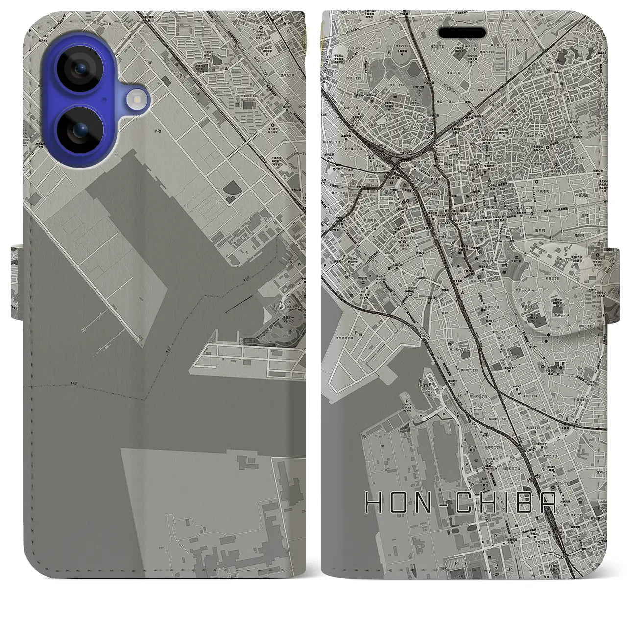 【本千葉（千葉県）】地図柄iPhoneケース（手帳タイプ）