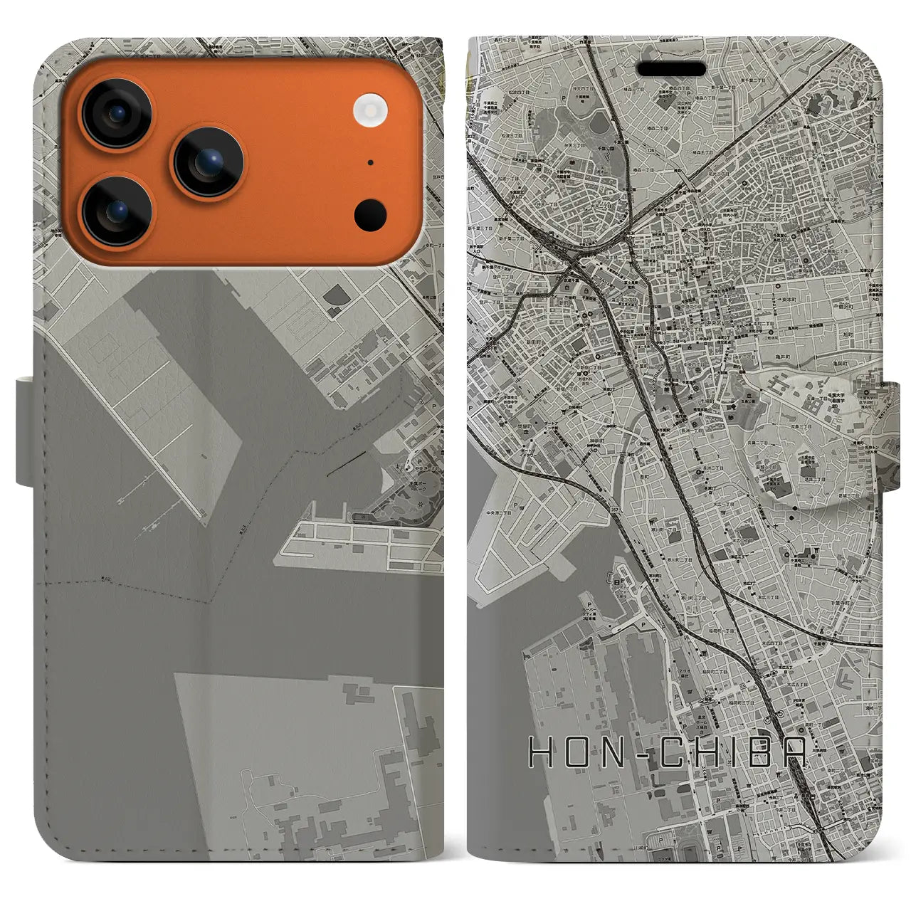 【本千葉（千葉県）】地図柄iPhoneケース（手帳タイプ）