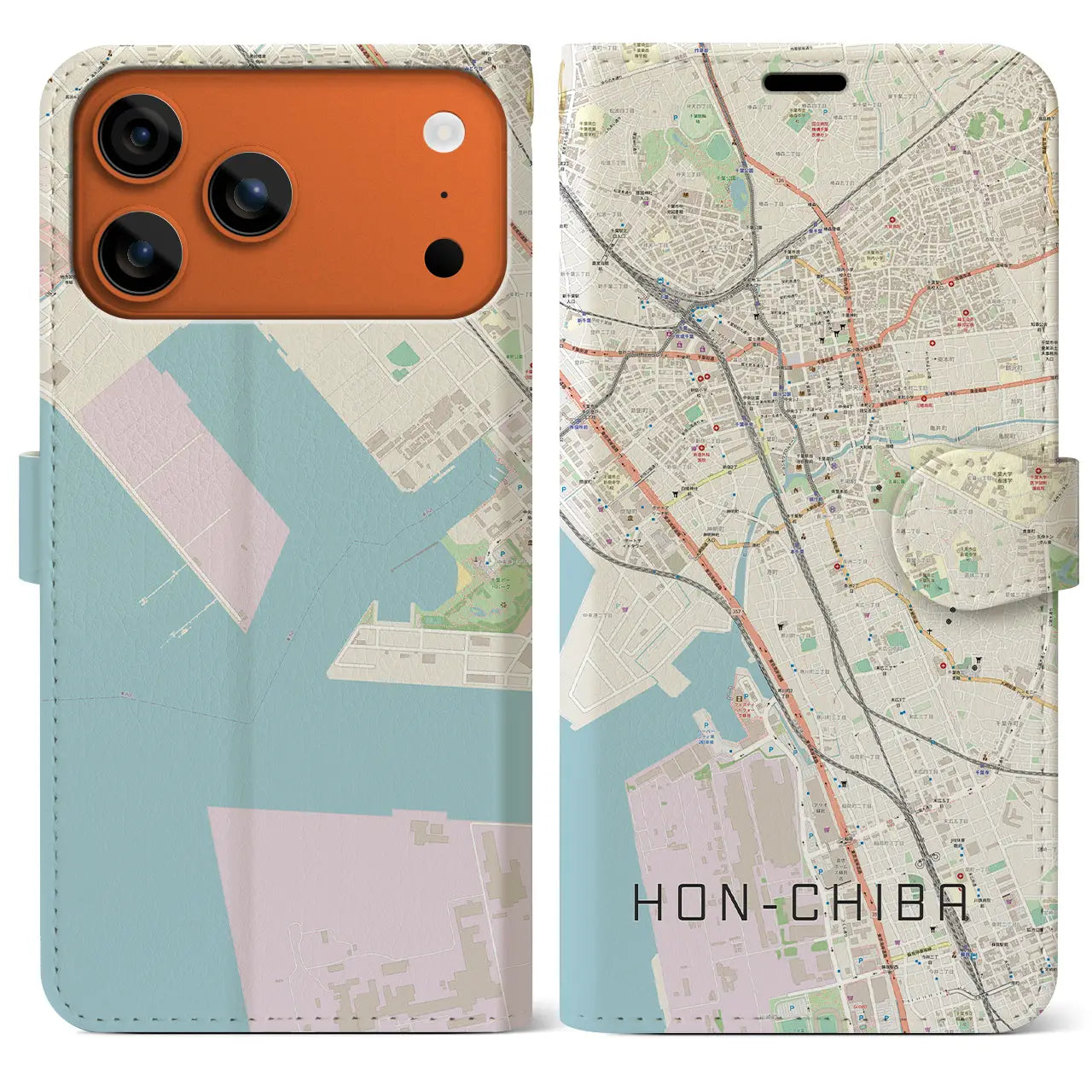 【本千葉（千葉県）】地図柄iPhoneケース（手帳タイプ）