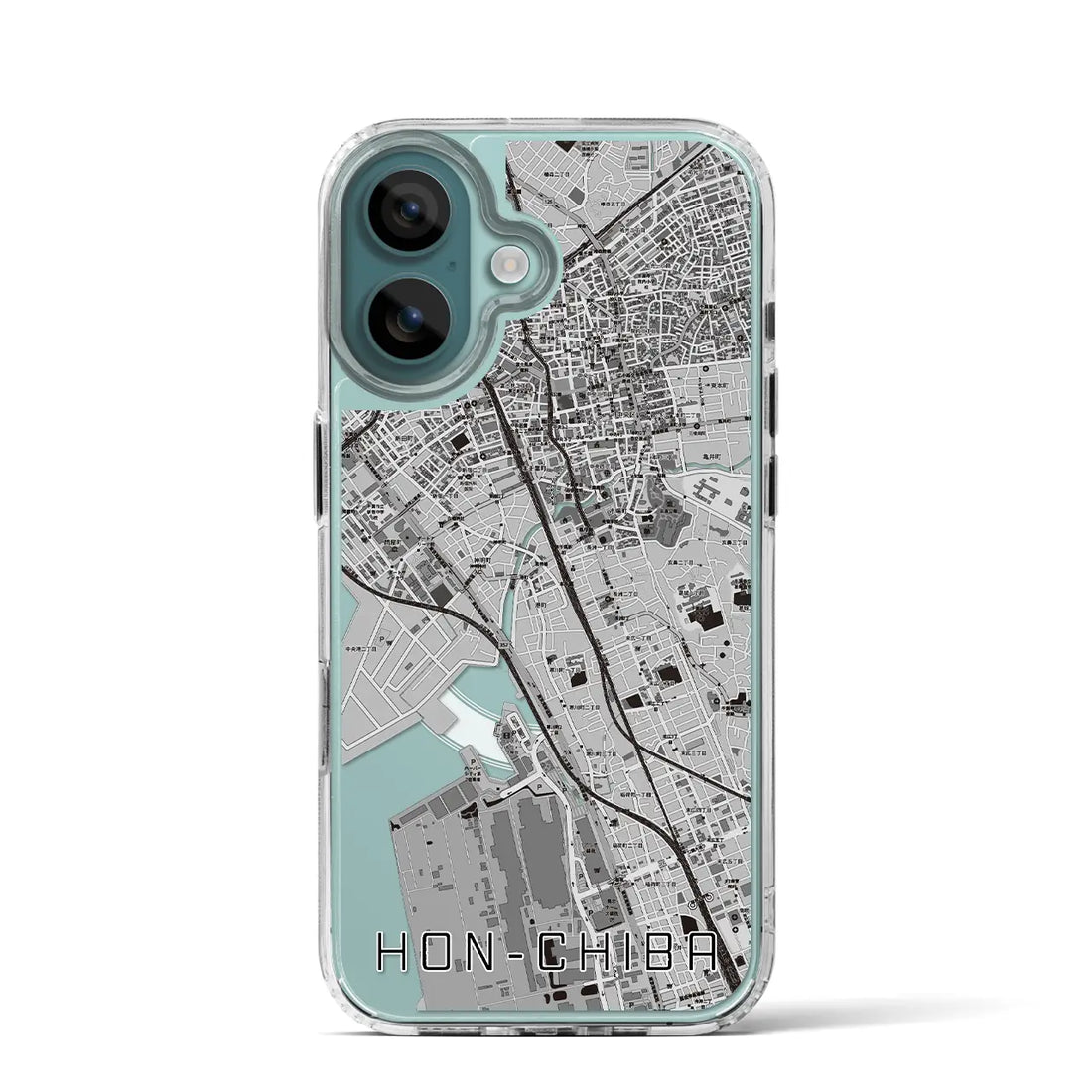 【本千葉(千葉県)】地図柄iPhoneケース(MagSafeタイプ)モノトーン・iPhone 16 Pro 用