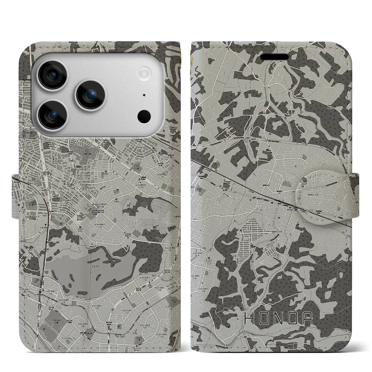 【誉田（千葉県）】地図柄iPhoneケース（手帳タイプ）