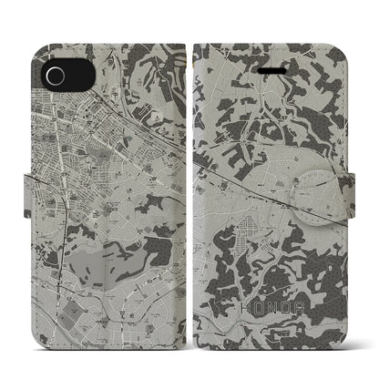 【誉田（千葉県）】地図柄iPhoneケース（手帳タイプ）モノトーン・iPhone SE（第3 / 第2世代） / 8 / 7 / 6s / 6 用