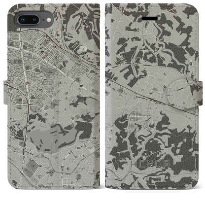 【誉田（千葉県）】地図柄iPhoneケース（手帳タイプ）モノトーン・iPhone 8Plus /7Plus / 6sPlus / 6Plus 用