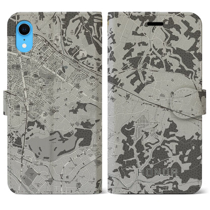 【誉田（千葉県）】地図柄iPhoneケース（手帳タイプ）モノトーン・iPhone XR 用
