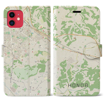 【誉田（千葉県）】地図柄iPhoneケース（手帳タイプ）ナチュラル・iPhone 11 用