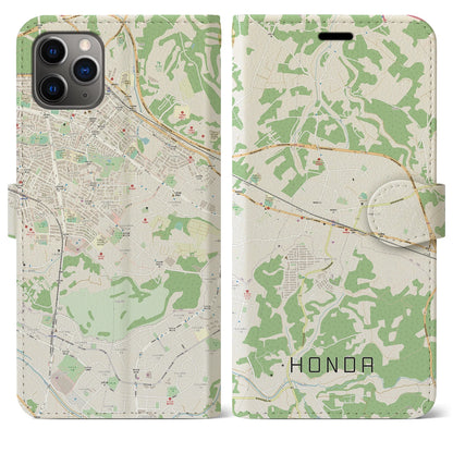 【誉田（千葉県）】地図柄iPhoneケース（手帳タイプ）ナチュラル・iPhone 11 Pro Max 用