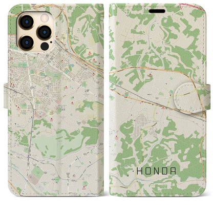 【誉田（千葉県）】地図柄iPhoneケース（手帳タイプ）ナチュラル・iPhone 12 Pro Max 用