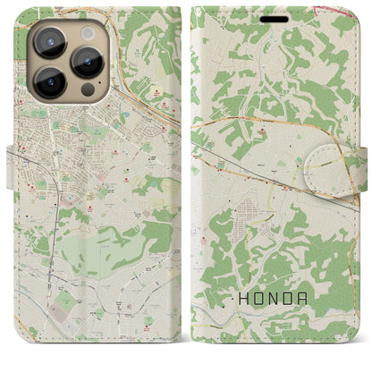 【誉田（千葉県）】地図柄iPhoneケース（手帳タイプ）ナチュラル・iPhone 14 Pro Max 用