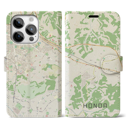 【誉田（千葉県）】地図柄iPhoneケース（手帳タイプ）ナチュラル・iPhone 14 Pro 用