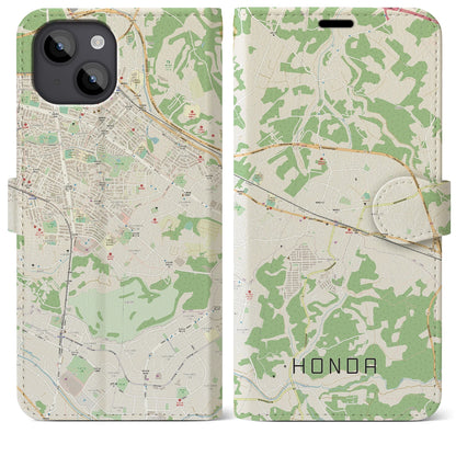 【誉田（千葉県）】地図柄iPhoneケース（手帳タイプ）ナチュラル・iPhone 14 Plus 用