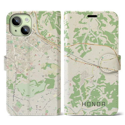 【誉田（千葉県）】地図柄iPhoneケース（手帳タイプ）ナチュラル・iPhone 15 用