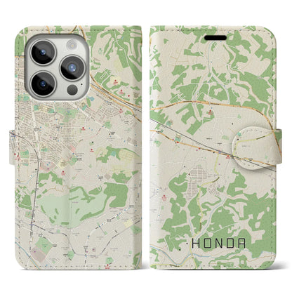 【誉田（千葉県）】地図柄iPhoneケース（手帳タイプ）ナチュラル・iPhone 15 Pro 用