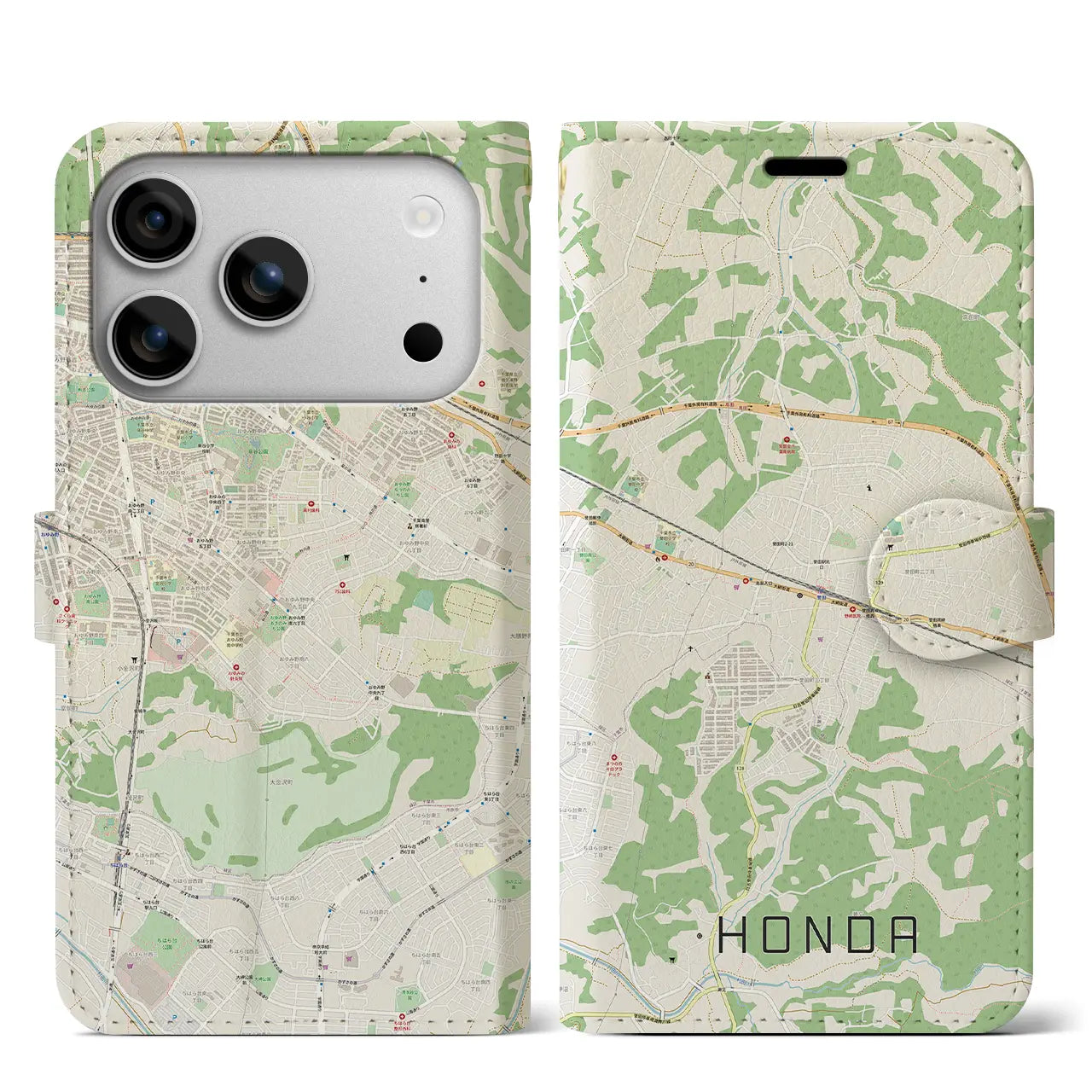 【誉田（千葉県）】地図柄iPhoneケース（手帳タイプ）