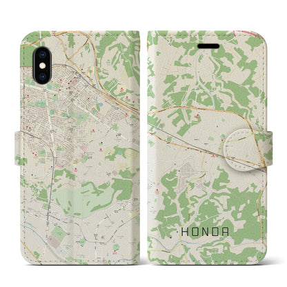【誉田（千葉県）】地図柄iPhoneケース（手帳タイプ）ナチュラル・iPhone XS / X 用