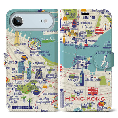 【香港】イラストマップiPhoneケース（手帳タイプ）