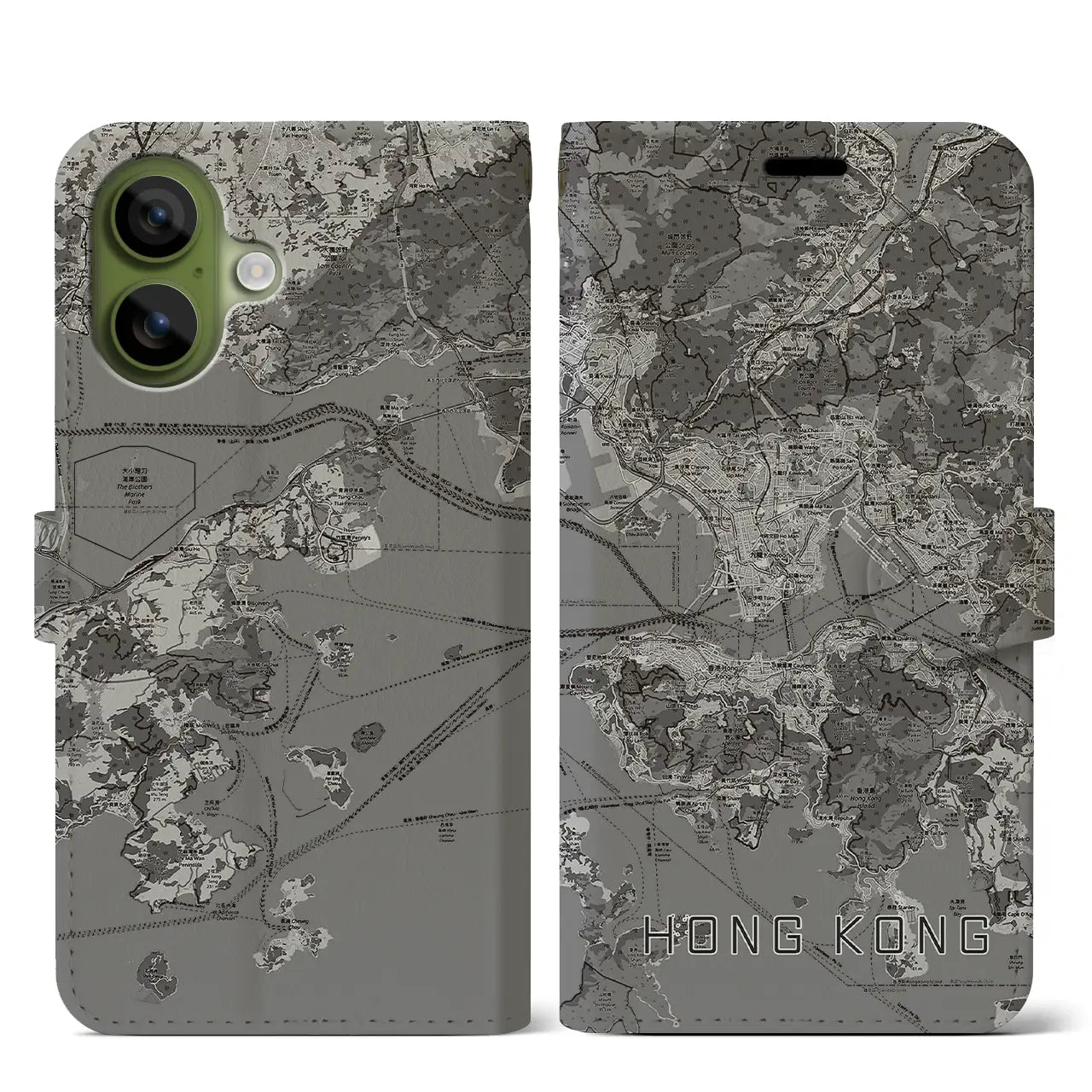 【香港（中華人民共和国）】地図柄iPhoneケース（手帳タイプ）