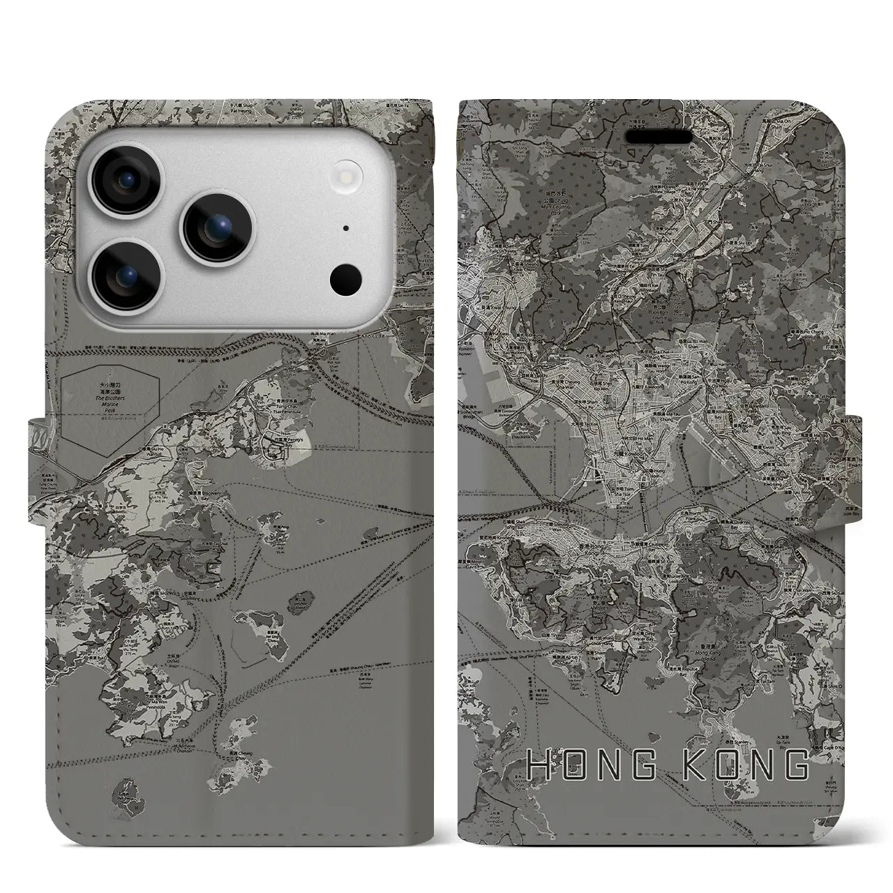 【香港（中華人民共和国）】地図柄iPhoneケース（手帳タイプ）