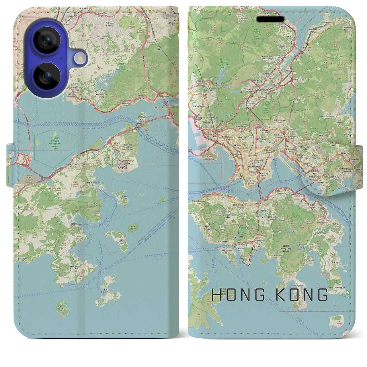 【香港（中華人民共和国）】地図柄iPhoneケース（手帳タイプ）ナチュラル・iPhone 16 Pro Max 用