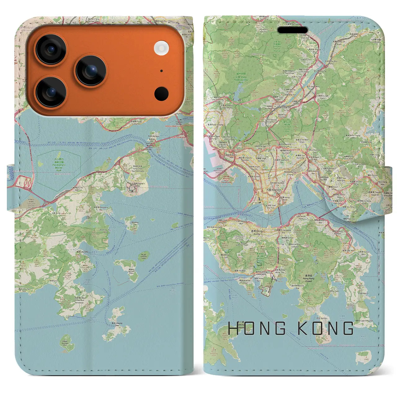 【香港（中華人民共和国）】地図柄iPhoneケース（手帳タイプ）