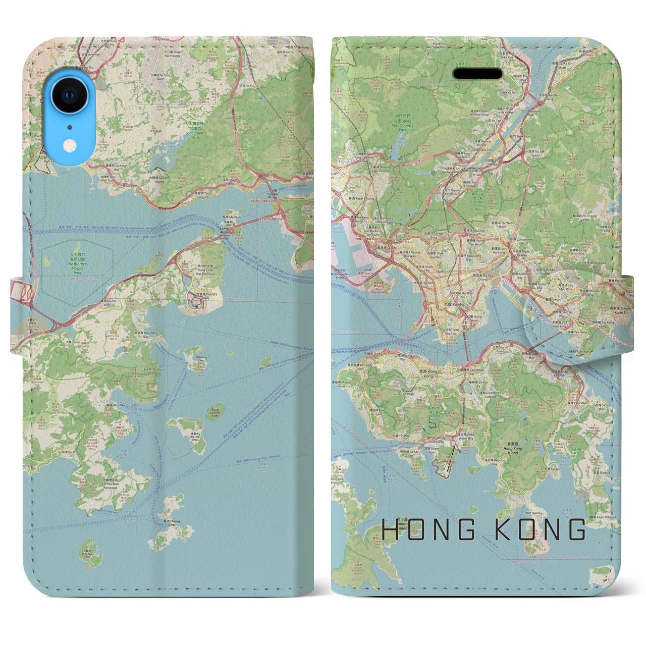 【香港（中華人民共和国）】地図柄iPhoneケース（手帳タイプ）ナチュラル・iPhone XR 用