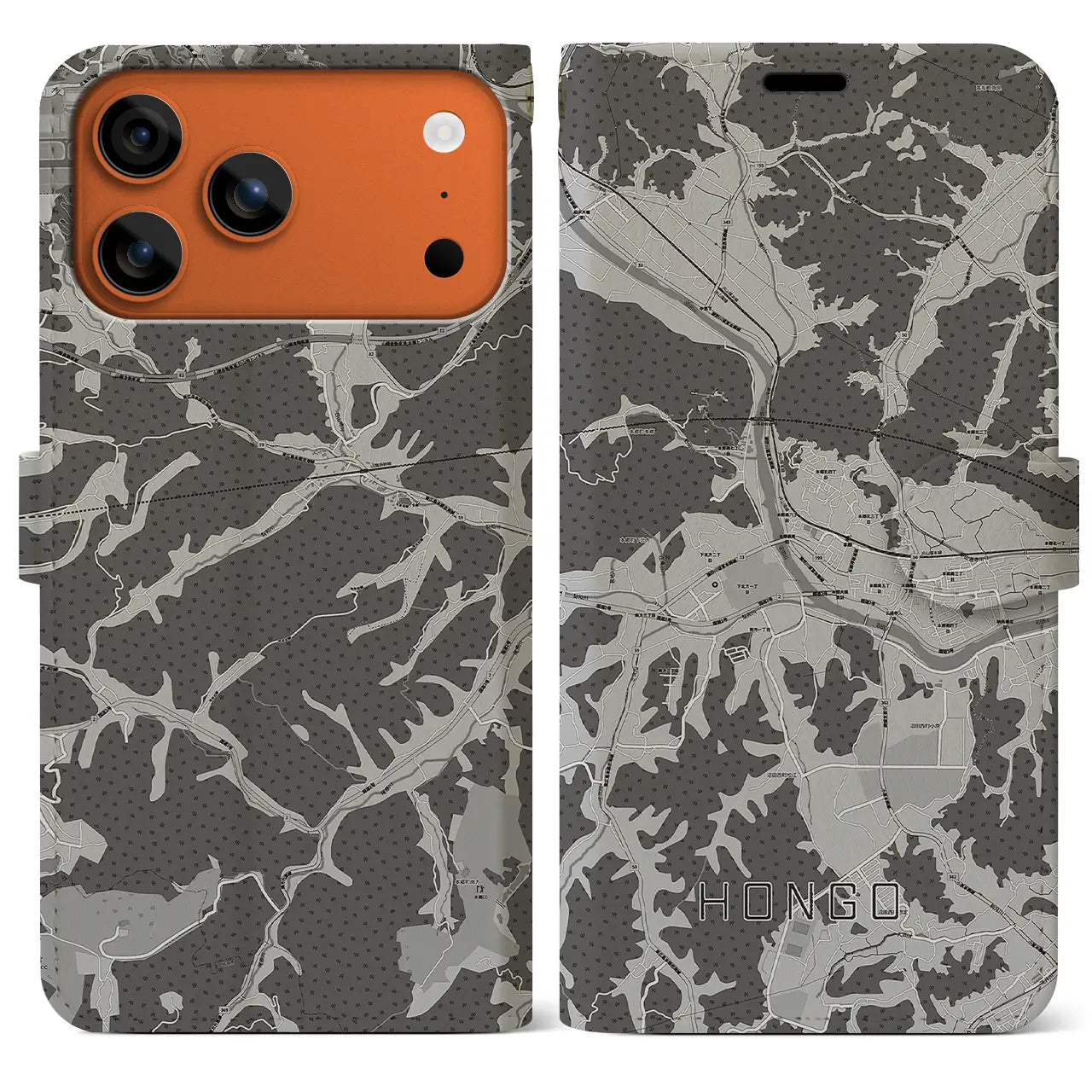 【本郷（広島県）】地図柄iPhoneケース（手帳タイプ）