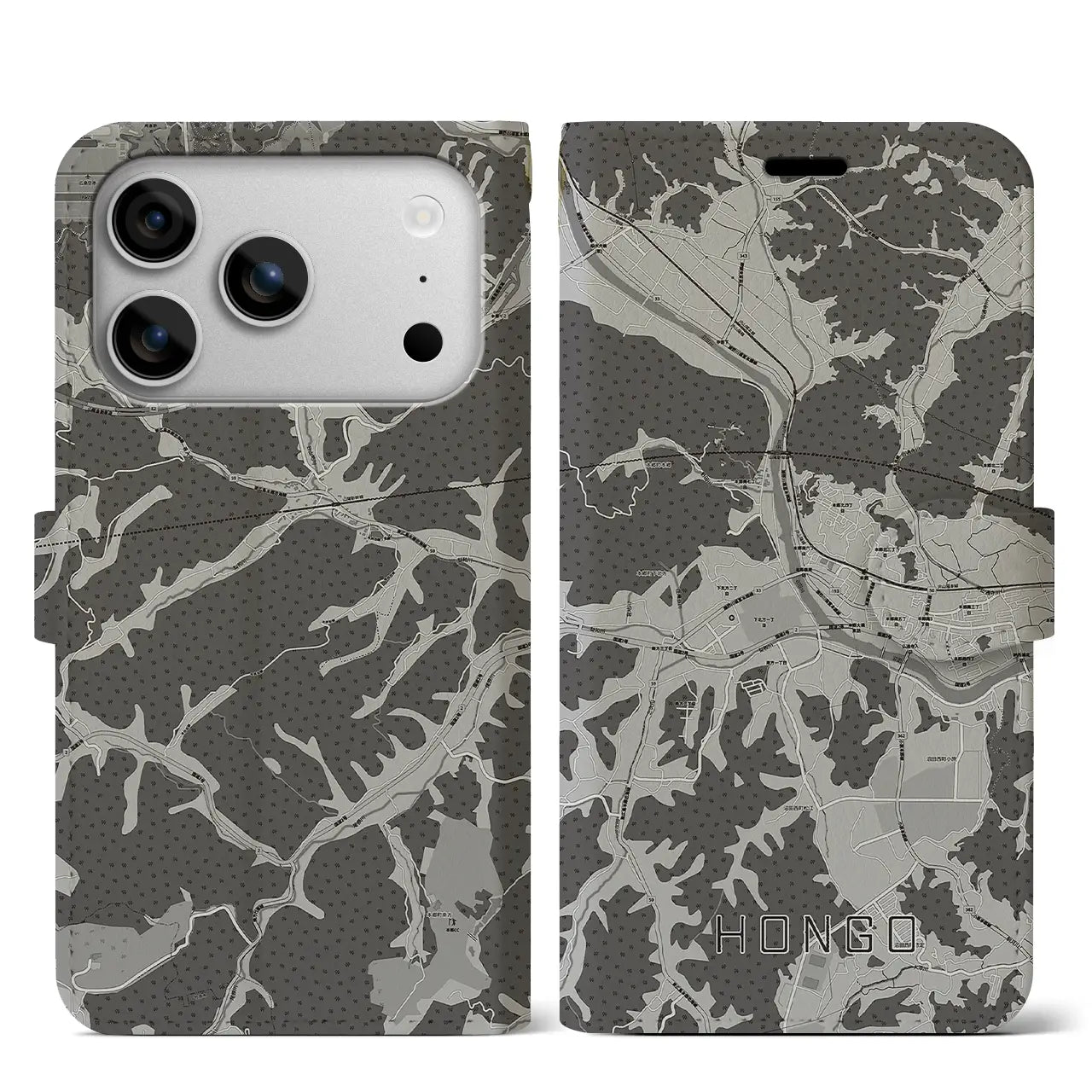 【本郷（広島県）】地図柄iPhoneケース（手帳タイプ）